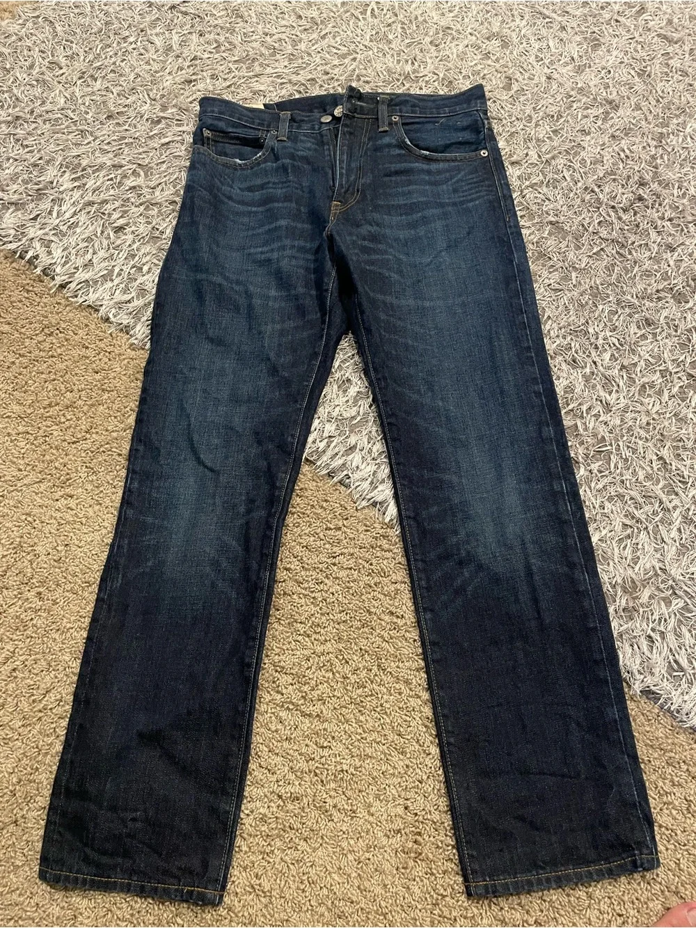 J. Crew Men's Straight Jeans in Dark Indigo Blue